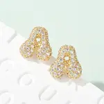 Brass Micro Pave Cubic Zirconia Stud Earrings