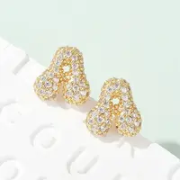 Brass Micro Pave Cubic Zirconia Stud Earrings
