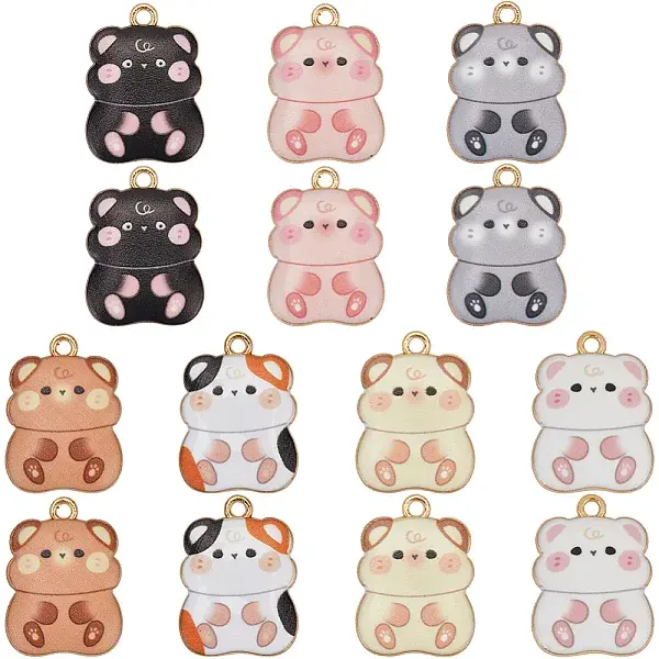 28Pcs 7 Colors Rack Plating Alloy Enamel Pendants