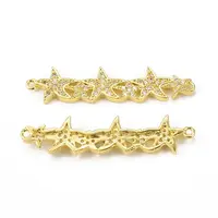 Brass Micro Pave Clear Cubic Zirconia Connector Charms