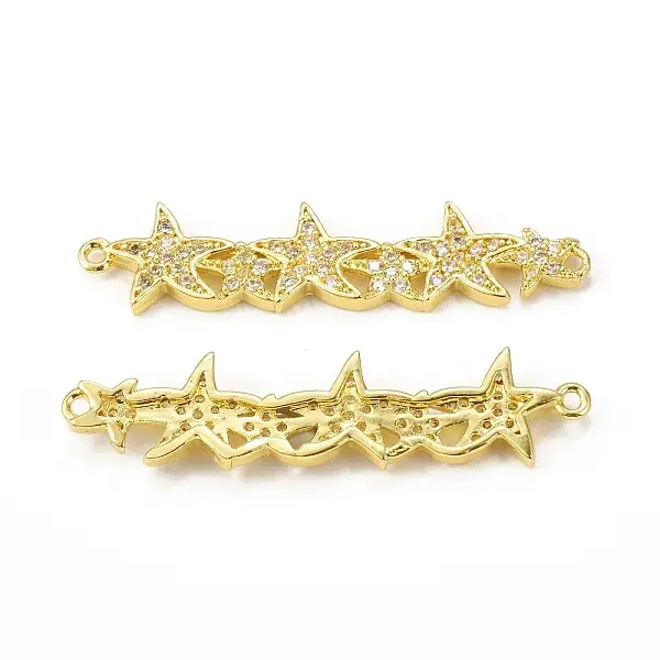 Brass Micro Pave Clear Cubic Zirconia Connector Charms