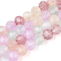 Transparent Crackle Glass Beads Strands