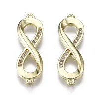 Brass Micro Pave Clear Cubic Zirconia Link Connectors