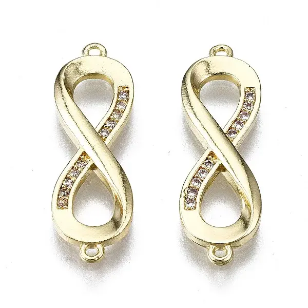 Brass Micro Pave Clear Cubic Zirconia Link Connectors