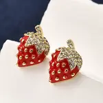Brass Micro Pave Clear Cubic Zirconia Stud Earrings