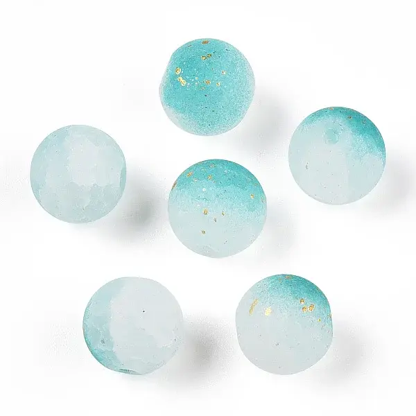 Frosted Baking Paint Crackle Glass Beads with Glitter Powder