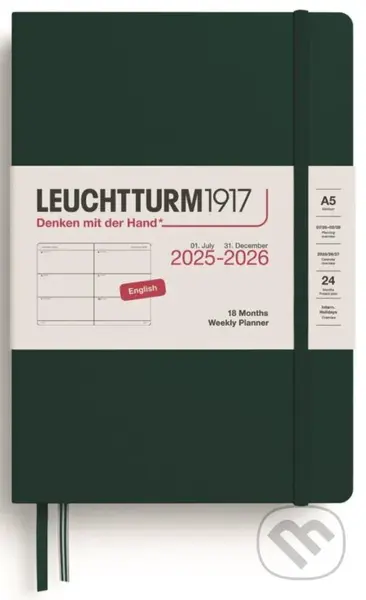 Weekly Planner 2026 Medium (A5) 18 Months Forest Green