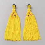 Polyester Tassels Earrings with Seed Beaded