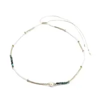 Adjustable Miyuki Seed & Pearl & Natural African Turquoise Beaded Necklaces