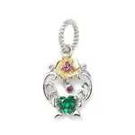 925 Sterling Silver Pave Green Cubic Zirconia Flower Pendants