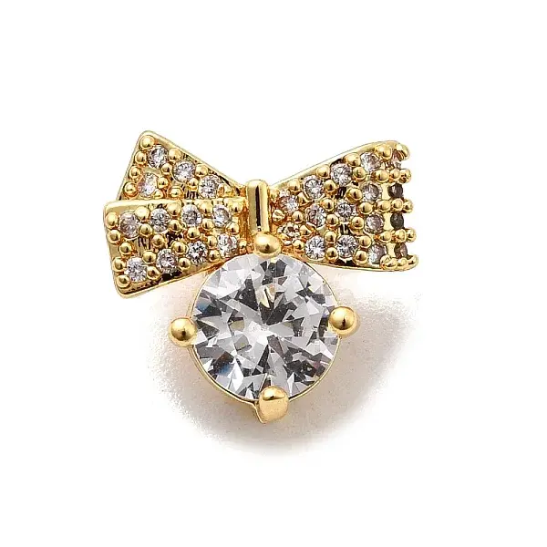 Brass Micro Pave Cubic Zirconia Beads