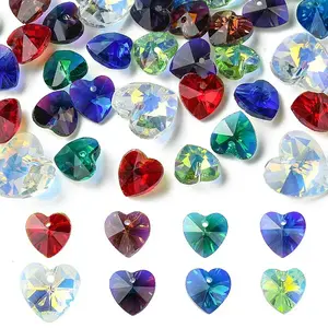 40Pcs 8 Colors Electroplate Glass Charms