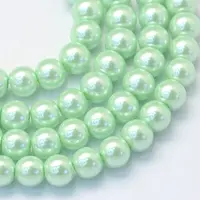 Baking Painted Pearlized Glass Pearl Round Bead Strands