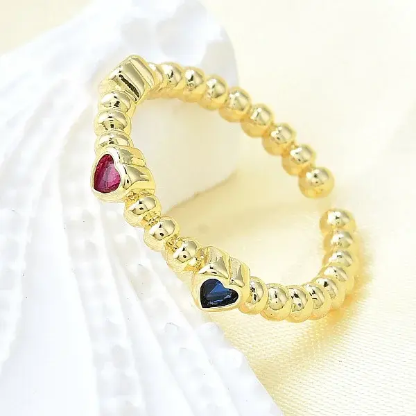 Brass Micro Pave Cubic Zirconia Open Cuff Rings for Women