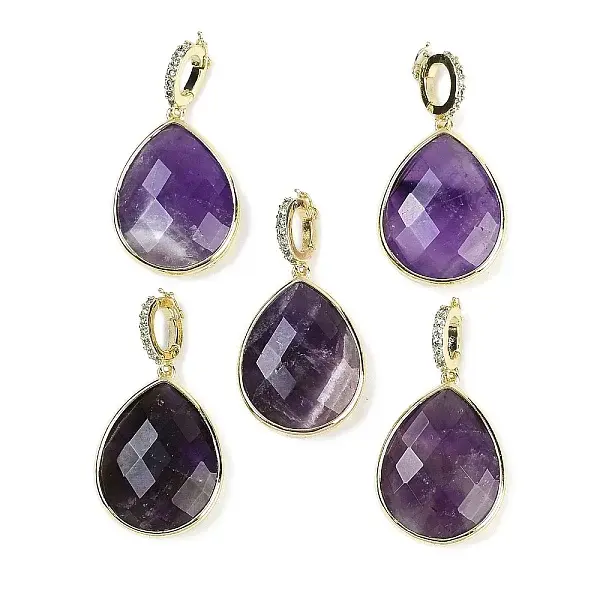 Natural Amethyst Faceted Teardrop Pendants