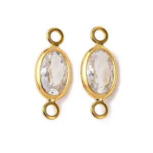 Brass Pave Clear Cubic Zirconia Connector Charms