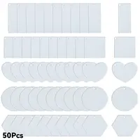 50Pcs 5 Styles Transparent Acrylic Disc Big Pendants