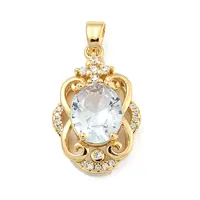 Brass Micro Pave Clear Cubic Zirconia Pendants