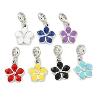 Rack Plating Alloy Enamel Flower European Dangle Charms