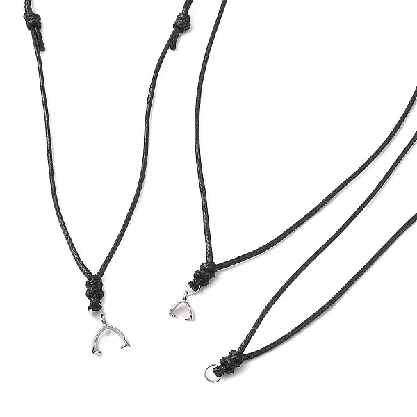 3Pcs 3 Styles Adjustable Waxed Polyester Cord Necklaces Making