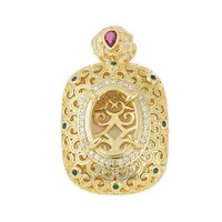 Oval Brass Micro Pave Cubic Zirconia Pendant Cabochon Settings