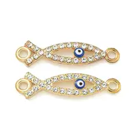 Alloy Blue Enamel Evil Eye Connector Charms