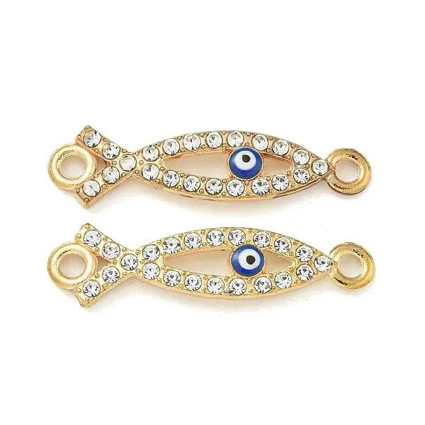 Alloy Blue Enamel Evil Eye Connector Charms