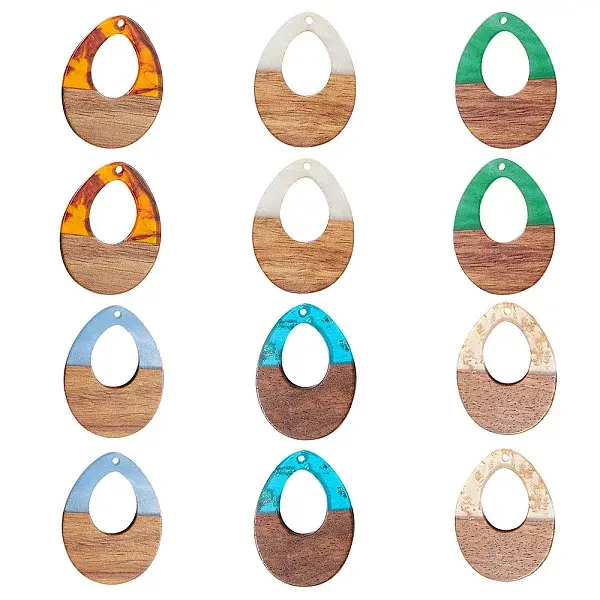 Transparent and Opaque Resin & Walnut Wood Pendants