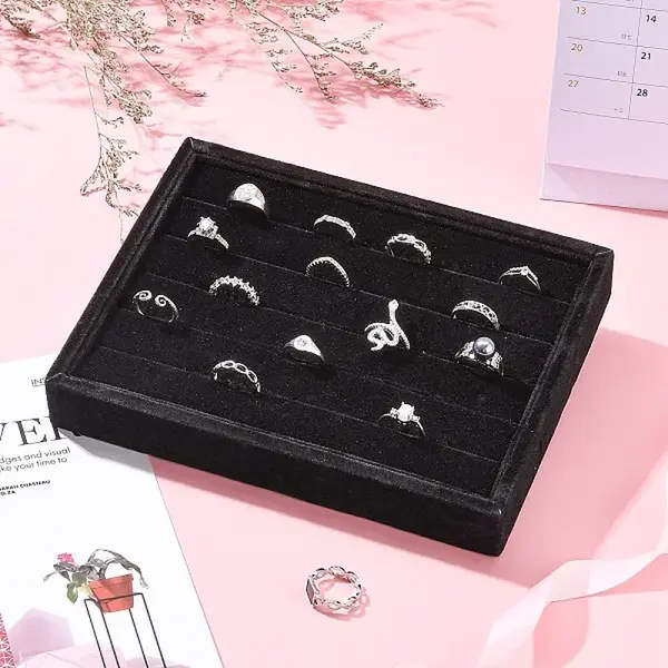 Wooden Cuboid Jewelry Rings Displays