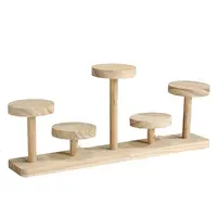 5-Slot Wood Round Tray Minifigures Display Risers