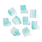 Frosted Glass Beads with Golden Glitter Powder