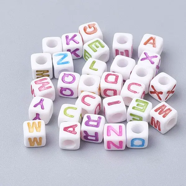 Large Hole Colorful Acrylic Letter European Beads