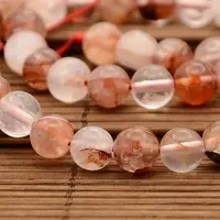 Natural Hematoid Quartz/Fire Quartz Round Beads Strands