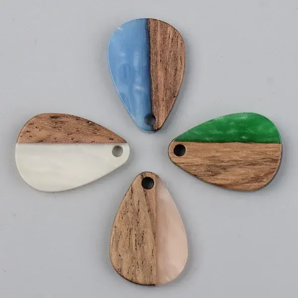 Opaque Resin & Walnut Wood Pendants