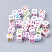 Large Hole Colorful Acrylic Letter European Beads