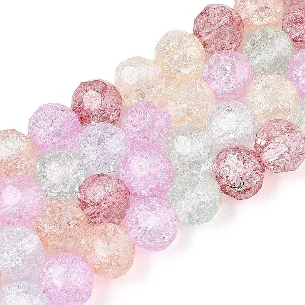 Transparent Crackle Glass Beads Strands