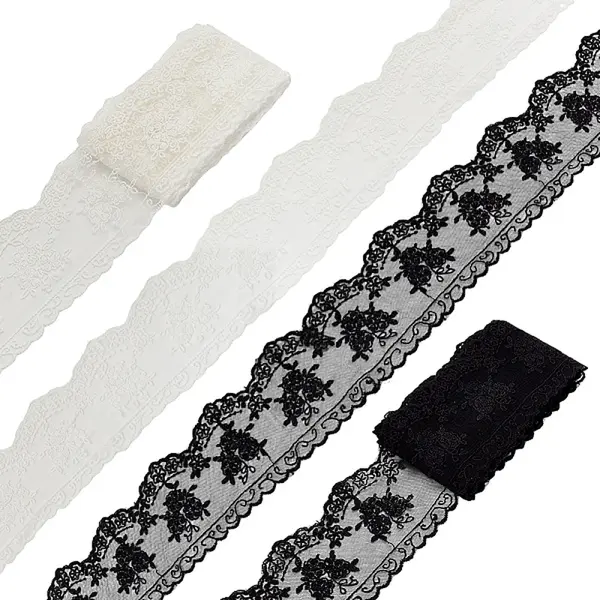 2 Colors Milk Fiber Embroidery Flower Lace Ribbons