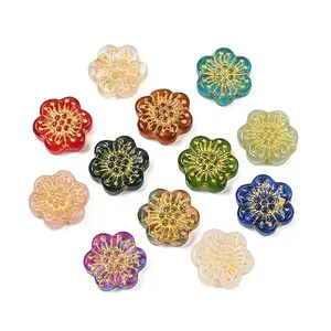 Baking Paint and Golden Metal Enlaced Glass Beads