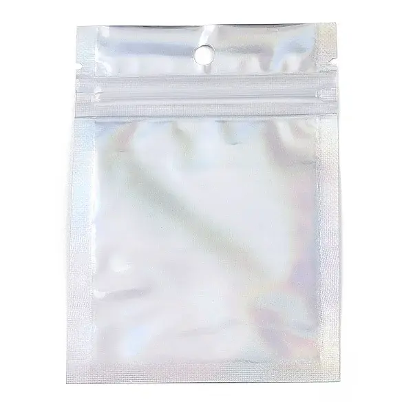 Rectangle Zip Lock Plastic Glitter Holographic Bags