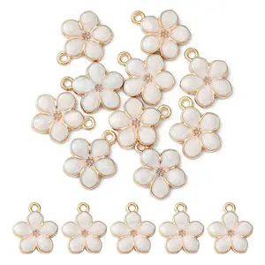 10Pcs Light Gold Plated Alloy Enamel Pendants