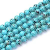 Assembled Synthetic Turquoise and Shell Beads Strands