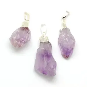 Natural Raw Rough Gemstone Amethyst Pendants