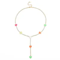 Brass Cubic Zirconia with Enamel Lariat Necklaces