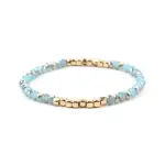 Gold-tone Miyuki Elastic Crystal Beaded Bracelet with Acrylic Tube Beads