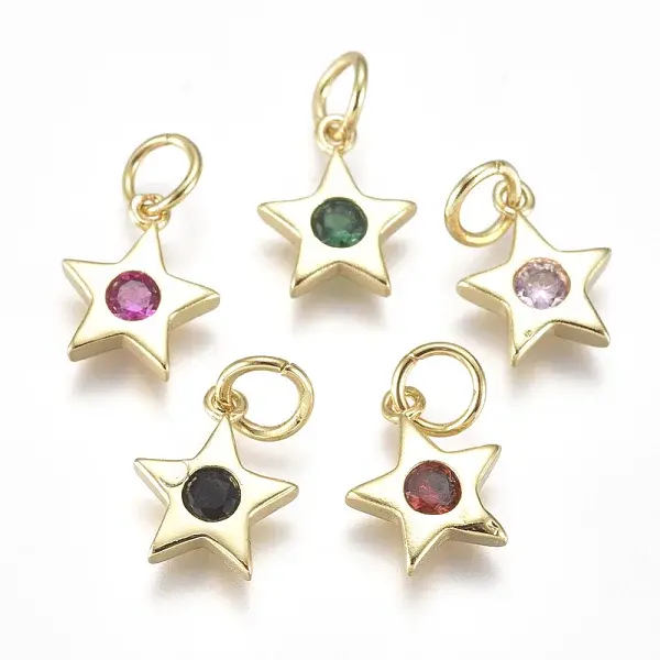 Brass Micro Pave Cubic Zirconia Charms