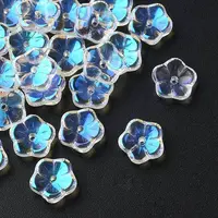 35Pcs Transparent Spray Painted Glass Beads
