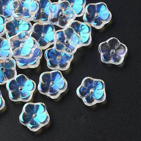35Pcs Transparent Spray Painted Glass Beads