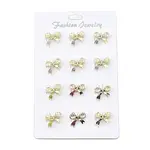 12Pcs 6 Colors Bowknot Alloy Rhinestone Brooches for Backpack Clothes