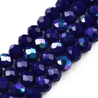 Electroplate Opaque Solid Color Glass Beads Strands