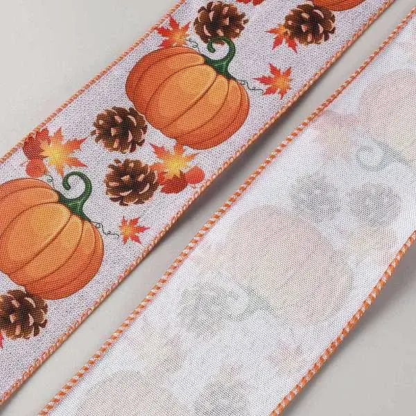 Thanksgiving Day Polyester Printed Pumpkin Ribbons